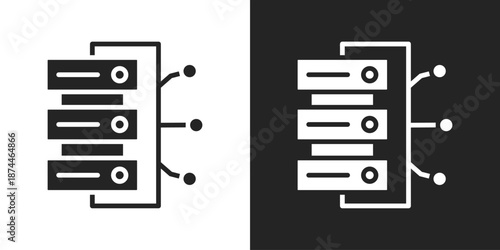 Server Icon In Black And White Glyph Style