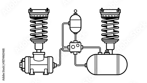 Air suspension diagram illustrates vehicle ride height control.