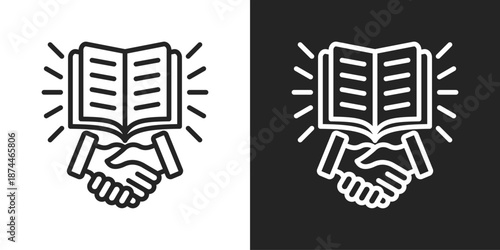 Collaboration Icon In Black And White Line Style