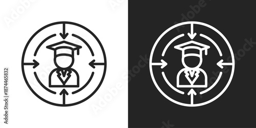 Personalization Icon In Black And White Line Style