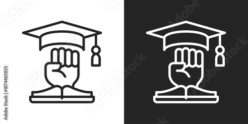 Empowerment Icon In Black And White Line Style