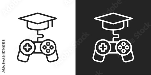 Gamification Icon In Black And White Line Style