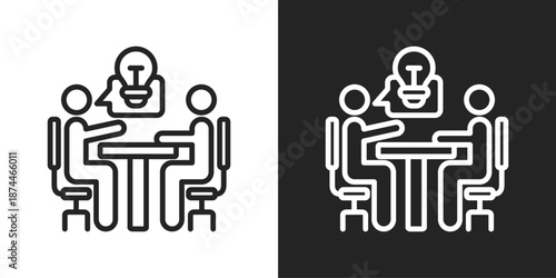 Mentorship Icon In Black And White Line Style