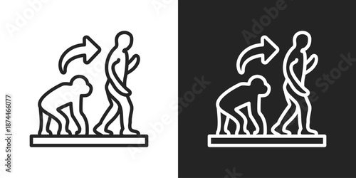 Evolution Icon In Black And White Line Style