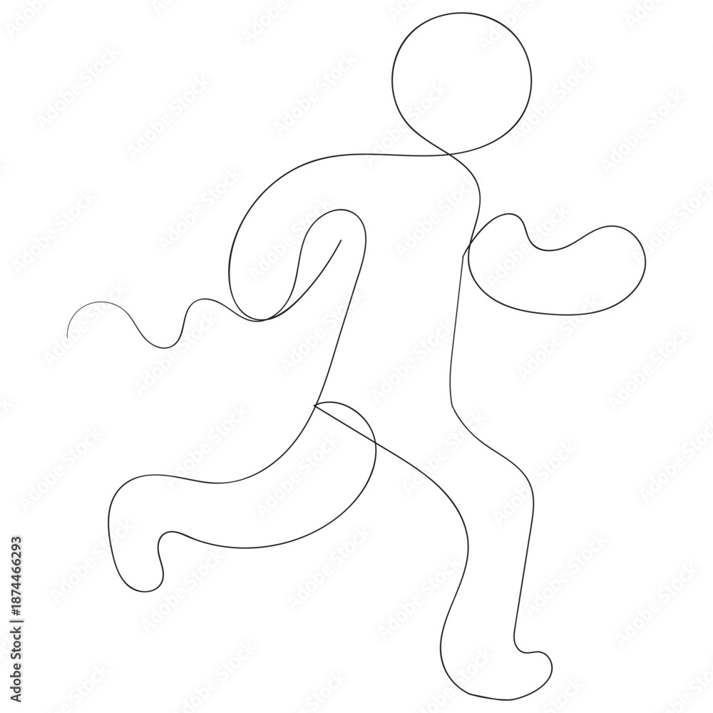 Obraz premium continuous line drawing man running icon vector illustration athlete 