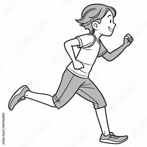 Child running in casual clothes smiling playful