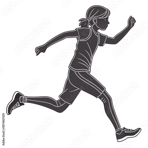 Child running with slight jump motion energetic pose