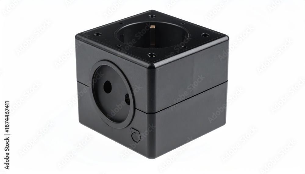 Obraz premium Black Cube Socket - Modern Power Solution for Home and Office.