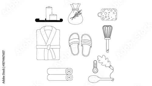 A collection of spa and bath items for relaxation and wellness