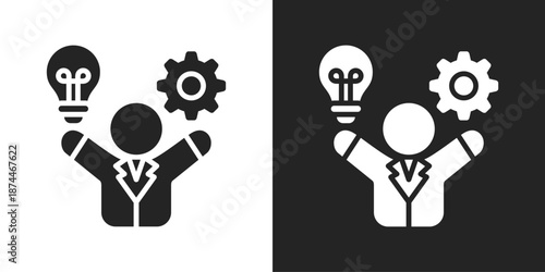 Skills Icon In Black And White Glyph Style
