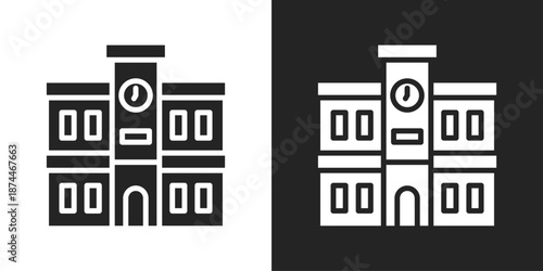 School Icon In Black And White Glyph Style