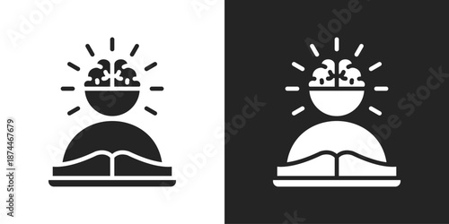 Mindfulness Icon In Black And White Glyph Style