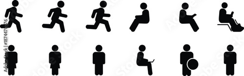 Human silhouette postures and movements illustration