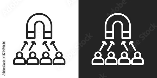 Customer Acquisition Icon In Black And White Line Style