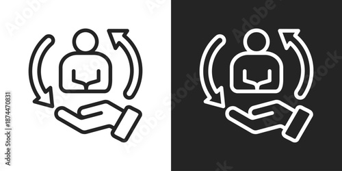 Retention Icon In Black And White Line Style