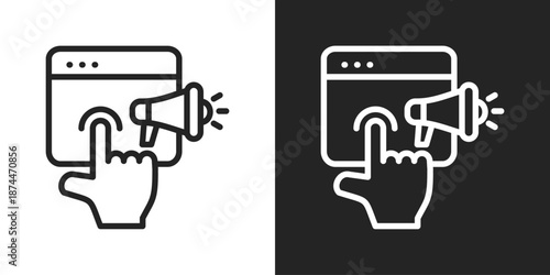 Interactive Content Icon In Black And White Line Style