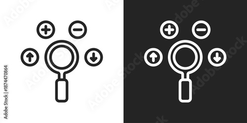 Swot Analysis Icon In Black And White Line Style