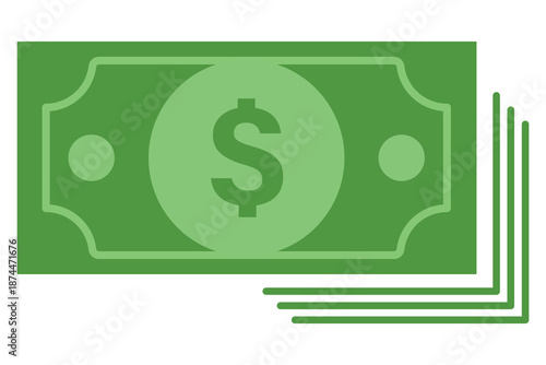 Single dollar banknote icon logo flat vector design