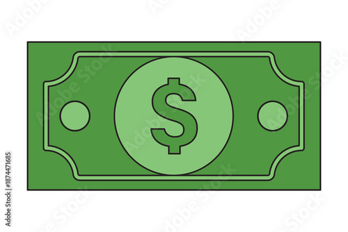 Dollar notes icon illustrations collection. editable stroke outline and flat style