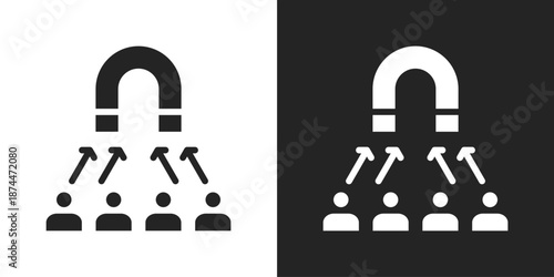 Customer Acquisition Icon In Black And White Glyph Style