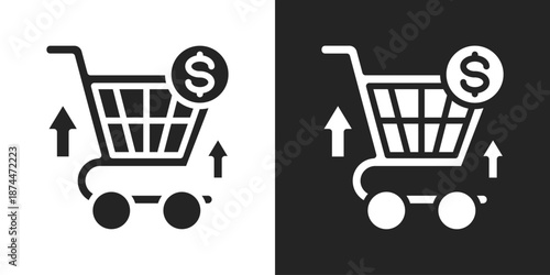 Upselling Icon In Black And White Glyph Style