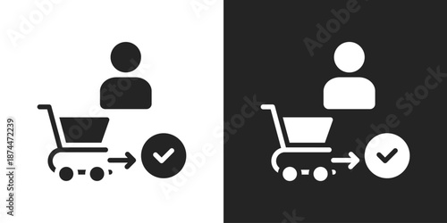 Customer Journey Icon In Black And White Glyph Style