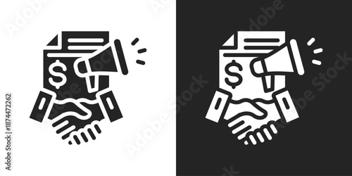 Sponsorship Icon In Black And White Glyph Style