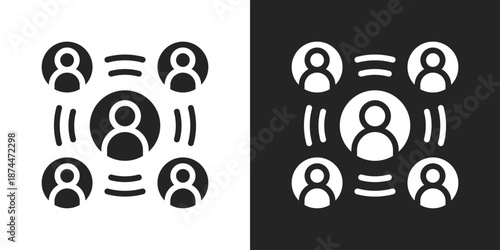 Referral Program Icon In Black And White Glyph Style