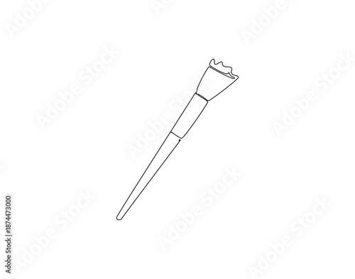 Continuous line drawing of makeup brush. Single line illustration of brush for makeup. Makeup tool concept. Editable outline
