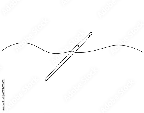 Continuous line drawing of makeup brush. Single line illustration of brush for makeup. Makeup tool concept. Editable outline