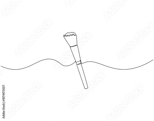 Continuous line drawing of makeup brush. Single line illustration of brush for makeup. Makeup tool concept. Editable outline