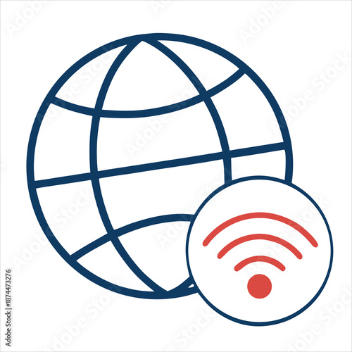 Global communication network concept with globe icon and world internet connection design