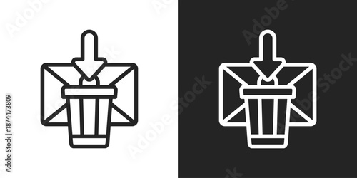 Trash mail Icon In Black And White Line Style