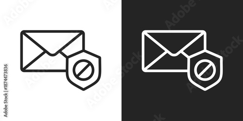 Blocked Sender Icon In Black And White Line Style