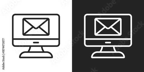 Webmail Icon In Black And White Line Style