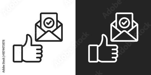 Email Verification Icon In Black And White Line Style