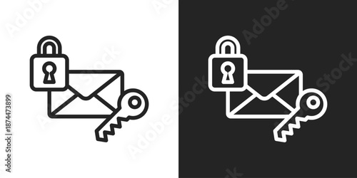 Email Verification Code Icon In Black And White Line Style