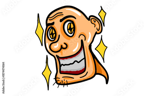 Cartoon of a Man with a Big Smile looks cool