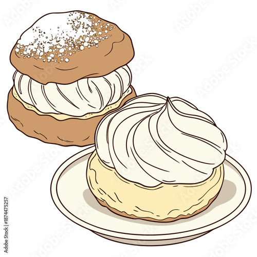 Soft and fried dessert contrast shown in one composition