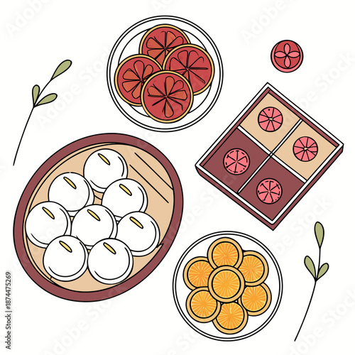 Variety of Bengali desserts arranged for view Bengali sweets