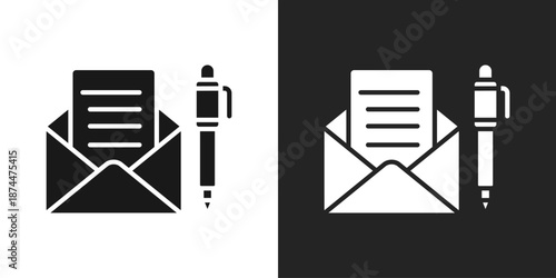 Draft email Icon In Black And White Glyph Style