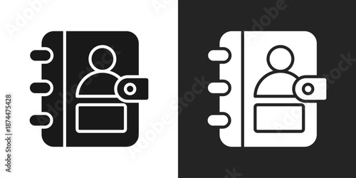 Address Book Icon In Black And White Glyph Style