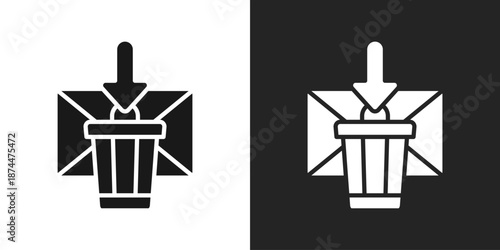 Trash mail Icon In Black And White Glyph Style
