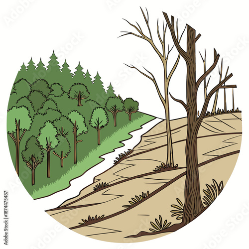 Nature preservation versus environmental degradation landscape