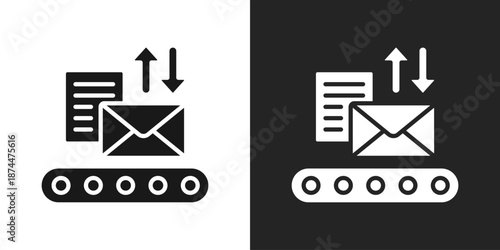 Email Sorting Icon In Black And White Glyph Style