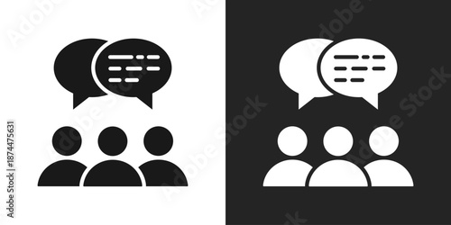 email group Icon In Black And White Glyph Style