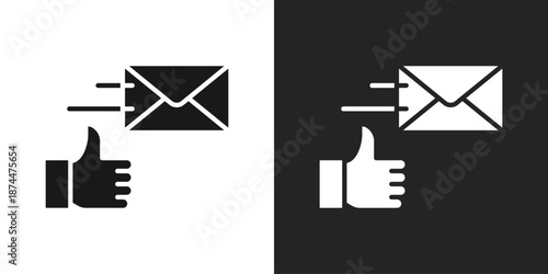 Sent Mail Icon In Black And White Glyph Style