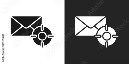 Target Email Icon In Black And White Glyph Style