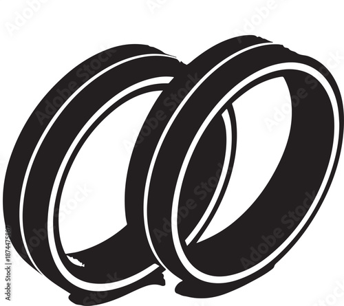 Black wedding rings with white stripes for couples