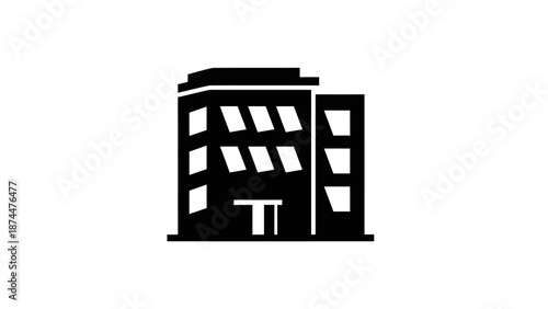 Black Silhouette Office Building Icon Design.